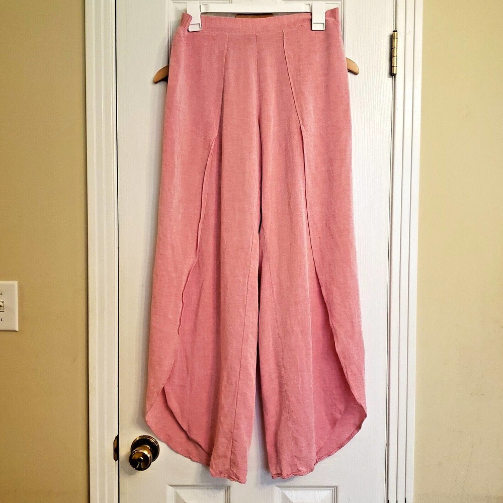 Anthropologie Drew Whitney Split Leg Tulip Wide Leg Linen Blend Pants Size M
